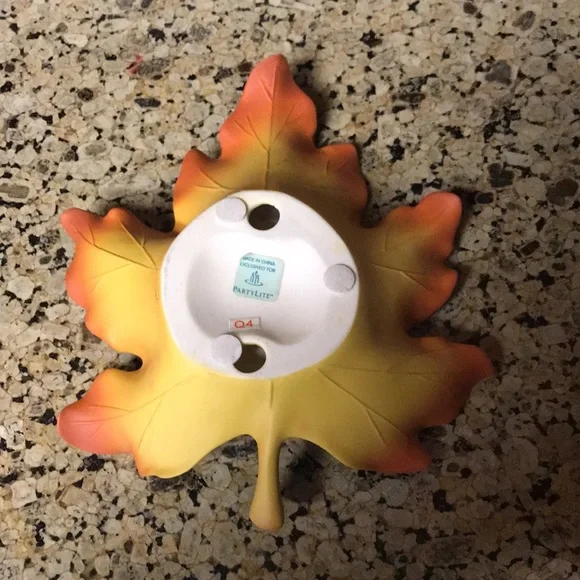 Orange/Mustard Leaf Partylite Candle Holders - Picture 2 of 5